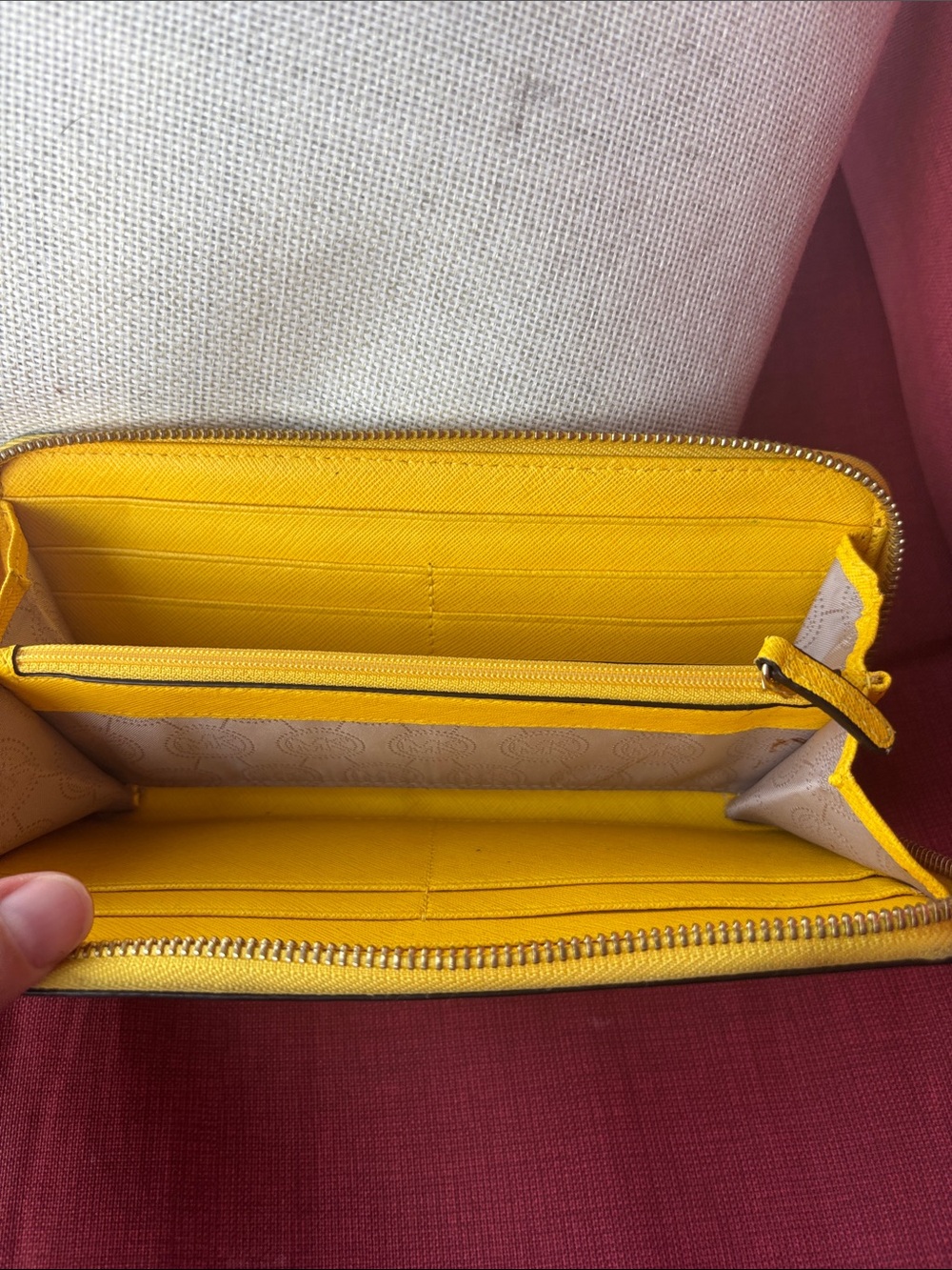 Michael Kors Bright Yellow Zip-Around Saffiano Wallet - Picture 10 of 12